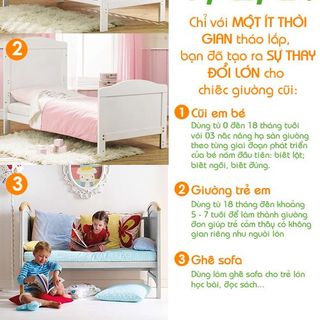 Cũi cho bé 3 trong 1 - màu trắng B