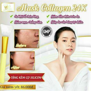 Mask Collagen 24k - 𝑳𝒂̀𝒏 𝒅𝒂 𝒕𝒓𝒂̆́𝒏𝒈 𝒔𝒂́𝒏𝒈 𝒎𝒊̣𝒏 𝒎𝒂̀𝒏𝒈 𝒏𝒉𝒐̛̀ 𝒎𝒂𝒔𝒌 𝒅𝒆̉𝒐 𝒗𝒂̀𝒏𝒈 𝒄𝒐𝒍𝒍𝒂𝒈𝒆𝒏 24𝒌 Tặng kèm cọ siliconnnnn giá sỉ