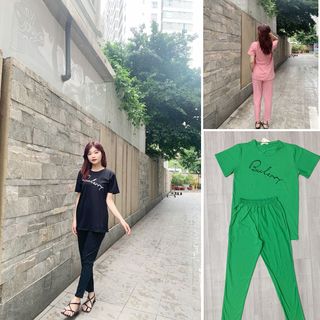 Sét bộ nữ ,đồ bộ dài nữ thun coton thái,,áo thiêu chữ kí ,thời trang xuân hè BD01