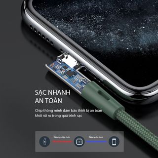 Cáp Sạc Nhanh Gaming Ligthing Vivan BWL100S Dù 1m Cổng Kết Nối Chữ L 90° Đèn Led BenZ Store