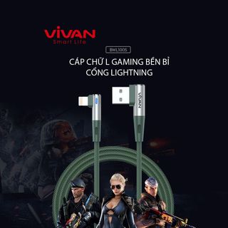 Cáp Sạc Nhanh Gaming Ligthing Vivan BWL100S Dù 1m Cổng Kết Nối Chữ L 90° Đèn Led BenZ Store