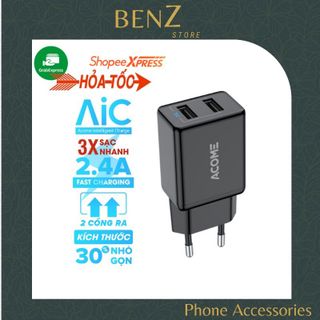 Cốc Sạc Củ Sạc ACOME AC03 2 Cổng USB Sạc Nhanh 2.4A Tương Thích Với Các Dòng Điện Thoại Android iOS BenZ Store giá sỉ