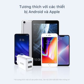 Cốc Sạc Củ Sạc ACOME AC03 2 Cổng USB Sạc Nhanh 2.4A Tương Thích Với Các Dòng Điện Thoại Android iOS BenZ Store