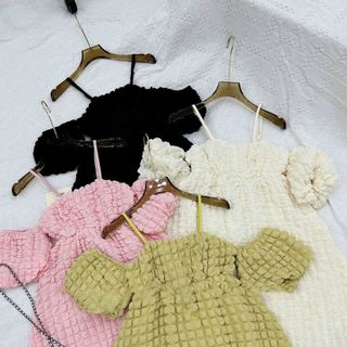Đầm babydoll 2 dây trễ vai váy dây xoè rớt vai dáng ngắn, chất xốp