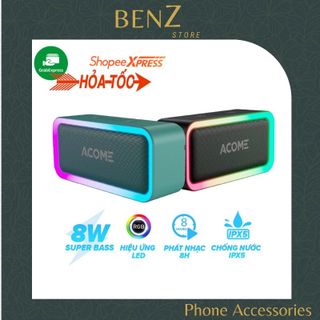 Loa Bluetooth ACOME A6 / VS6 Công Suất 5W Âm Thanh Chất Lượng Cao Hiệu Ứng LED RGD Playtime8H Chống Nước IPX5 BenZ Store