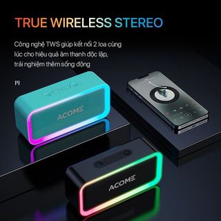 Loa Bluetooth ACOME A6 / VS6 Công Suất 5W Âm Thanh Chất Lượng Cao Hiệu Ứng LED RGD Playtime8H Chống Nước IPX5 BenZ Store