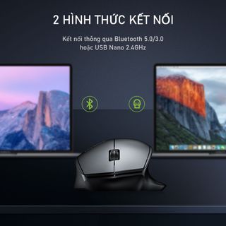 Chuột Không Dây Tĩnh Âm ROBOT M350 Kết Nối Bluetooth 3.0/5.0 & USB Nano 2.4 GHz - Độ Phân Phải 1600 DPI BenZ Store