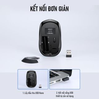 Chuột Không Dây Kiểu Dáng Văn Phòng ROBOT M205 Có Nút Tùy Chỉnh Độ Phân Giải Gọn Nhẹ - Bảo Hành 12 Tháng BenZ Store