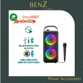 Loa hát Karaoke Bluetooth mini kèm Micro ngoài trời hiệu ứng LED ROBOT RB490 Công Suất 20W Nghe Nhạc Cực Đỉnh BenZ Stor