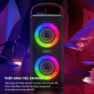 Loa hát Karaoke Bluetooth mini kèm Micro ngoài trời hiệu ứng LED ROBOT RB490 Công Suất 20W Nghe Nhạc Cực Đỉnh BenZ Stor