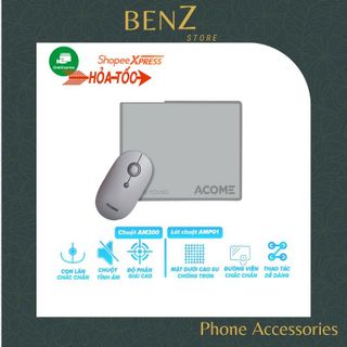 Chuột không dây Tặng Lót chuột xịn Acome AM300 tĩnh âm có Pin kèm theo BenZ Store