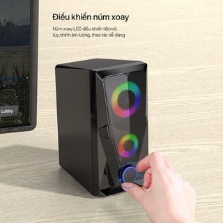 Loa máy tính để bàn mini, loa vi tính laptop pc hiệu ứng LED Robot RS200 cống suất 6W bảo hành 1 năm đổi trả BenZ Store