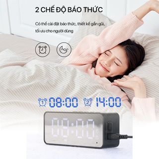 Loa Bluetooth mini Kiêm Đồng Hồ Báo Thức ROBOT RB150 Màn Hình LED Hỗ Trợ Nghe FM, Thẻ Nhớ BenZ S
