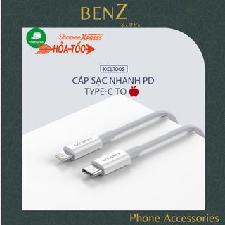 Cáp Sạc Nhanh KCL100S 100cm Chuẩn Sạc Nhanh PD 20W Chống Gãy BenZ Store