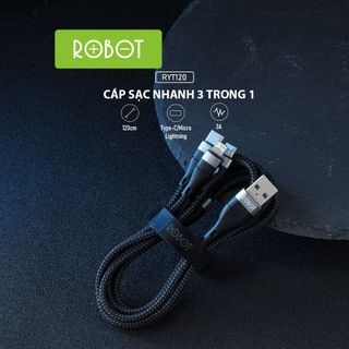 Cáp Sạc Nhanh Đa Năng 3 in 1 RYT120 Dài 1.2m Dây Chống Rối BenZ Store