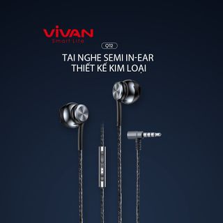 Tai Nghe Nhét Tai Chính Hãng Dây Dù VIVAN Q12 Cổng Kết Nối Chữ L 3.5mm Tích Hợp Micro Đàm Thoại BenZ Store