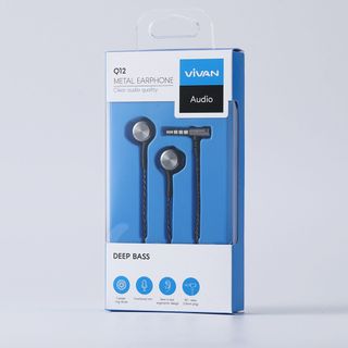 Tai Nghe Nhét Tai Chính Hãng Dây Dù VIVAN Q12 Cổng Kết Nối Chữ L 3.5mm Tích Hợp Micro Đàm Thoại BenZ Store