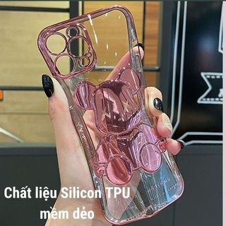 Ốp lưng gấu bearbrick, ốp silcon 7/7plus/8/8plus/x/xr/xsMax/11/12/13/pro/max/plus/promax viền mạ đẹp BenZ Store