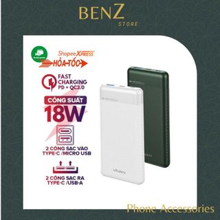 Pin Sạc Dự Phòng Chính Hãng 10000mAh VIVAN VPB-M10 Sạc Nhanh Chuẩn PD/QC3.0 18W 2 Output 2 Input BenZ Store