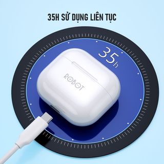 Tai Nghe Bluetooth True Wireless ROBOT Airbuds T50 Semi InEar Chống Nước IPX4 Playtime 35h BenZ Store