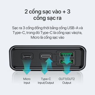 Pin Sạc Dự Phòng ACOME AP201 20000mAh Sạc Nhanh 22.5W 2 Cổng USB Micro Type c QC3.0 - BẢO HÀNH 18 THÁNG BenZ Store