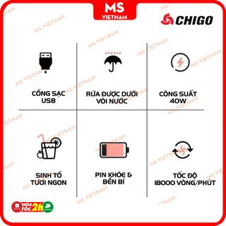 Máy Xay Sinh tố Mini Cầm Tay, Củ Quả, Ăn Dặm Chính Hãng Chigo - 2 lưỡi - MS Vietnam