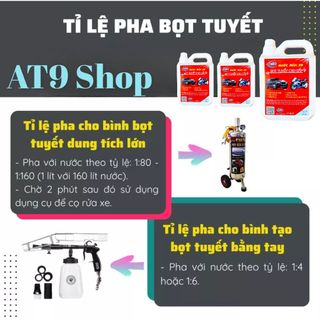 Nước rửa xe bọt tuyết AT9 dung dịch rửa xe máy ô tô 5L chuyên dụng cho bình xịt bọt tuyết và máy rửa xe