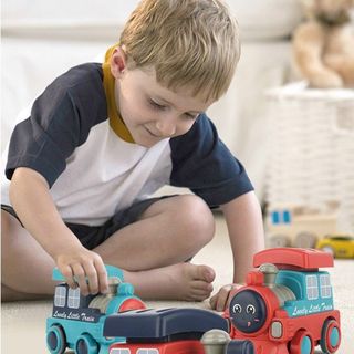Đồ Chơi Tàu Hoả, xe lửa chạy cót Cho Bé yêu năng động sáng tạo thoả thích
