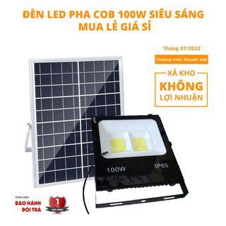 Đèn pha năng lượng mặt trời 100W chip COB 3E mua lẻ giá sỉ chỉ 730.000đ