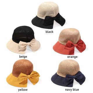 Mũ rộng vành chống tia uv đính nơ có thể gấp gọn tiện dụng thời trang đi biển cho nữ