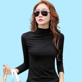 ÁO GIỮ NHIỆT CAO CẤP CHẤT THUN LỤA DÀI TAY, CỔ CAO 3 PHÂN