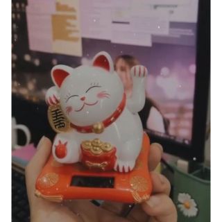 Mèo thần tài vẫy tay năng lượng mặt trời size 8cm