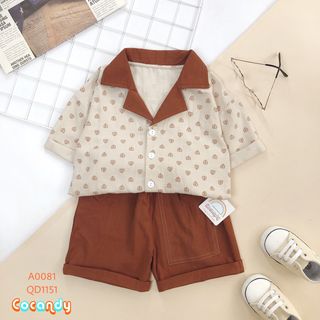Quần cộc trẻ em kaki nâu