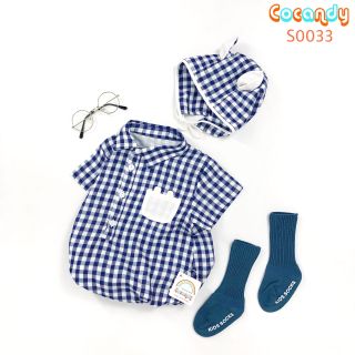 Bodysuit trẻ sơ sinh caro kèm mũ