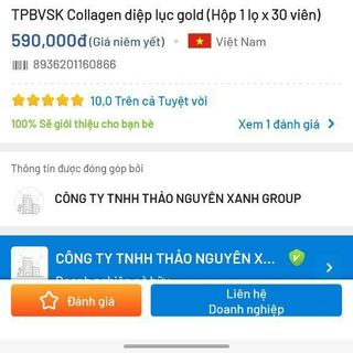 TPBVSK Collagen Diệp Lục Gold ( Hộp 1 lọ x 30 viên) giá sỉ