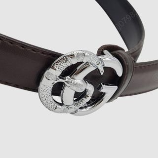 Dây nịt nữ cao cấp bản nhỏ 2cm | Khoá lưng chữ GG màu trắng tinh tế DHM-373