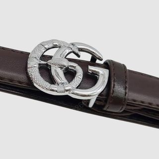 Dây nịt nữ cao cấp bản nhỏ 2cm | Khoá lưng chữ GG màu trắng tinh tế DHM-373