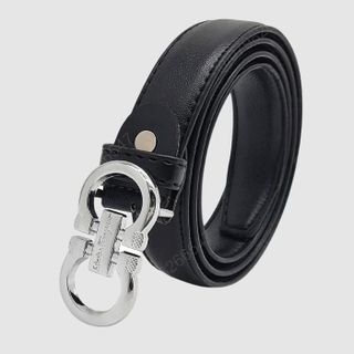 Dây nịt nữ bản nhỏ thời trang size 2cm | Đầu khoá cài chữ A đôi màu trắng DHM-375