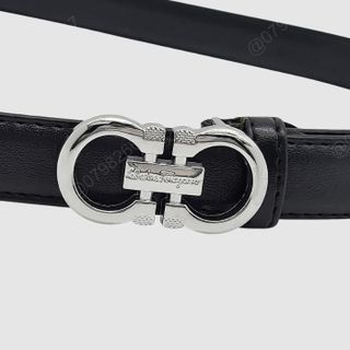 Dây nịt nữ bản nhỏ thời trang size 2cm | Đầu khoá cài chữ A đôi màu trắng DHM-375