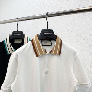 Áo thun nam cổ trụ thêu hình phối cổ - Cotton thoáng mát - Size 50-100kg