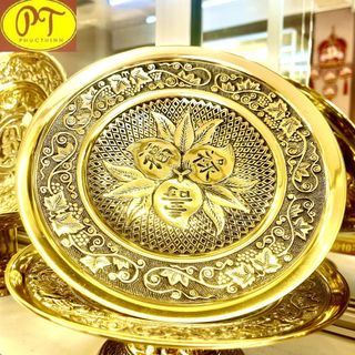 DĨA THỜ CÚNG PHÚC LỘC NHƯ Ý BẰNG ĐỒNG - D050 cao 8cm x rộng 21cm giá sỉ