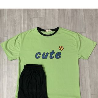 Sét bộ nữ ,đồ bộ đùi nữ thun coton sufa,ái in chữ Cute ,thời trang xuân hè BL 17-XANH LÁ