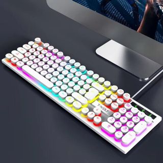 KEYBOARD T-Wolf T80 Giả cơ, Phím tròn Usb Led ( màu đen- trắng - hồng )- Bh 12 tháng : 155k