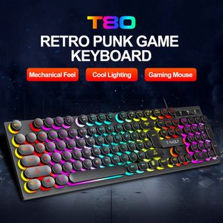 KEYBOARD T-Wolf T80 Giả cơ, Phím tròn Usb Led ( màu đen- trắng - hồng )- Bh 12 tháng : 155k giá sỉ