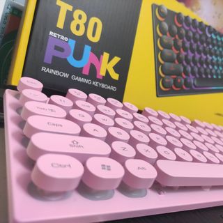 KEYBOARD T-Wolf T80 Giả cơ, Phím tròn Usb Led ( màu đen- trắng - hồng )- Bh 12 tháng : 155k