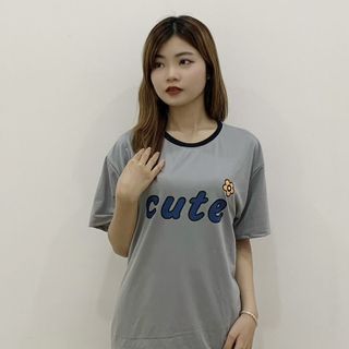 Sét bộ nữ ,đồ bộ đùi nữ thun coton sufa,ái in chữ Cute ,thời trang xuân hè BL 17-XÁM