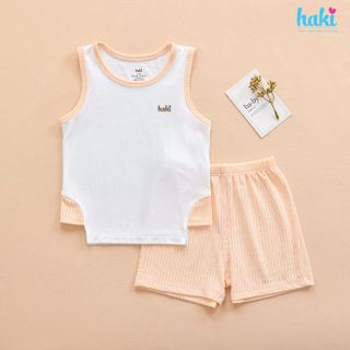 Bộ quần áo sát nách phối màu xẻ sườn cho bé vải sợi sồi (Modal) cao cấp HAKI BM012