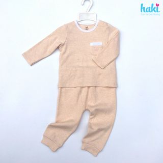 Bộ quần áo dài tay cài vai Melange Cotton cao cấp HAKI BC001