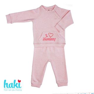 Bộ dài tay cho bé tay raglan cài chéo cao cấp siêu mềm mịn Haki - Melange Cotton BC005
