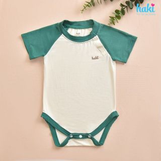 Bộ áo liền quần body chip cộc tay raglan vải sợi tre (Bamboo) cao cấp Haki BB049